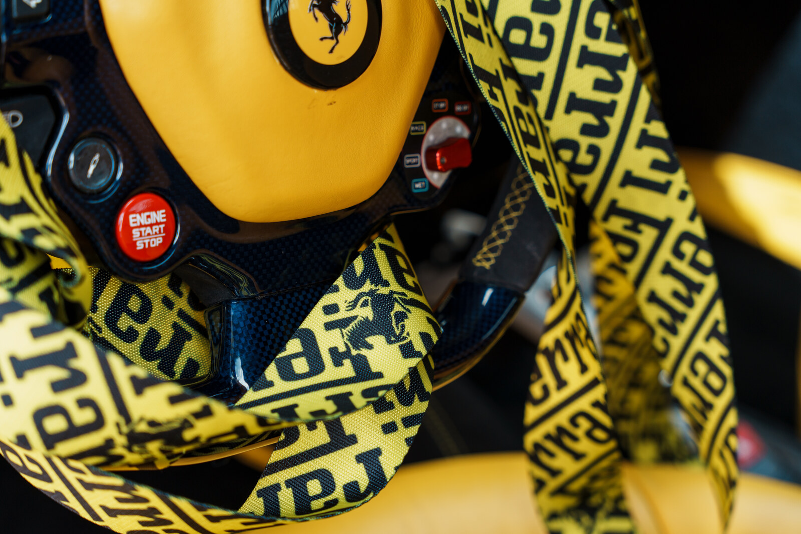 Ferrari woven seatbelt in yellow