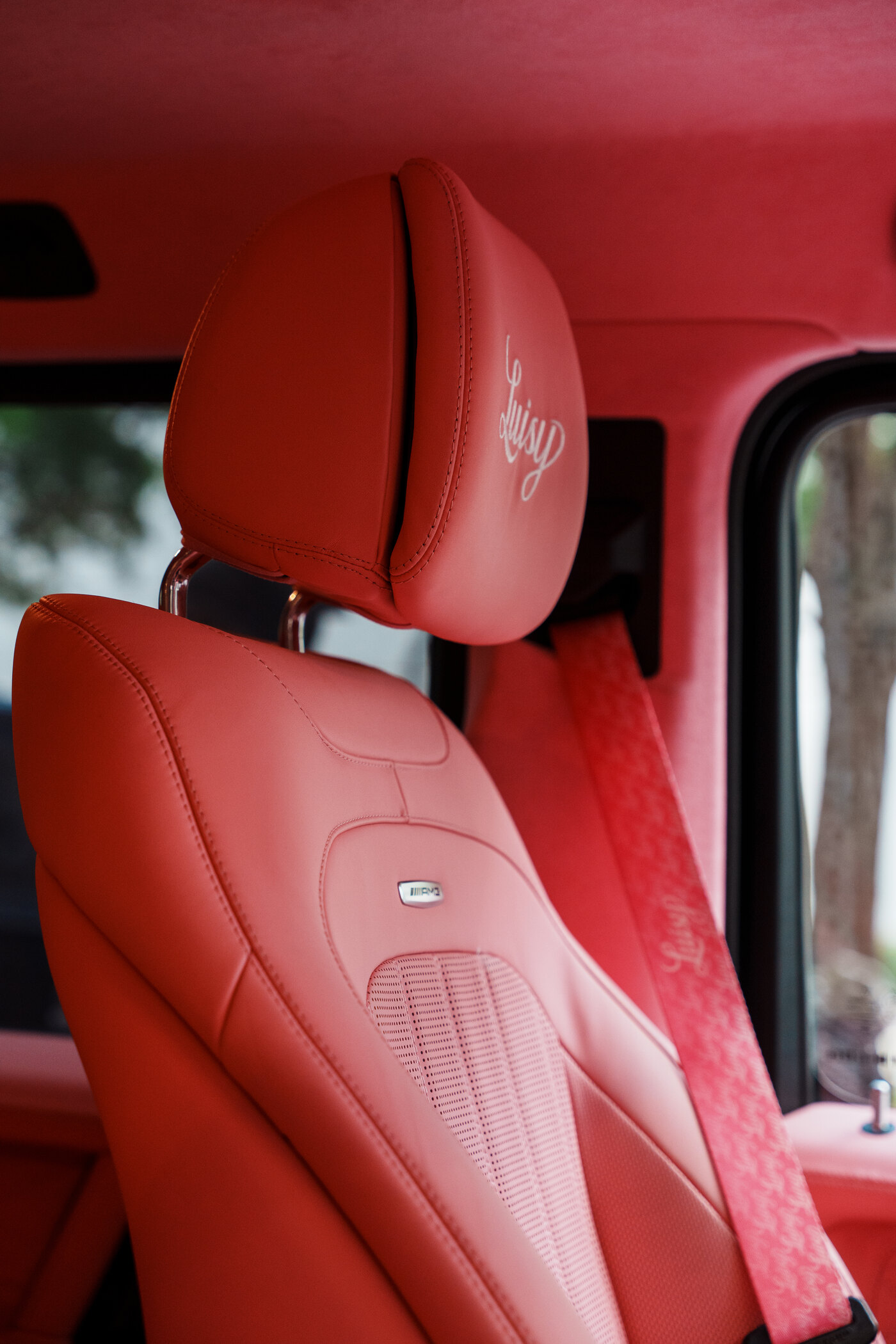 Headrest embroidery detail