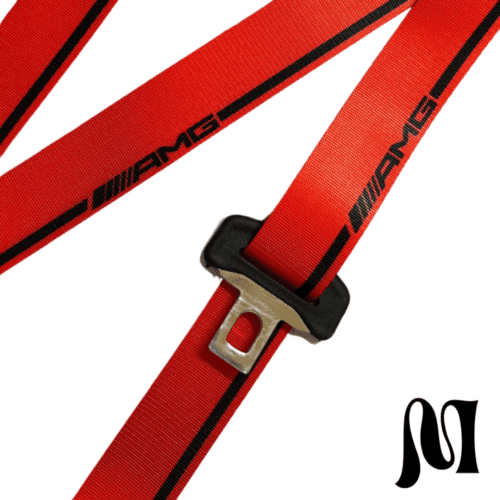 MERCEDES AMG RADIOACTIVE RED BESPOKE SEATBELTS